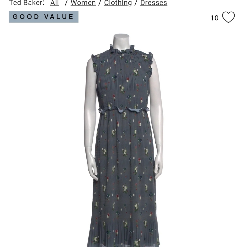 Ted Baker Floral Midi Dress - Gray